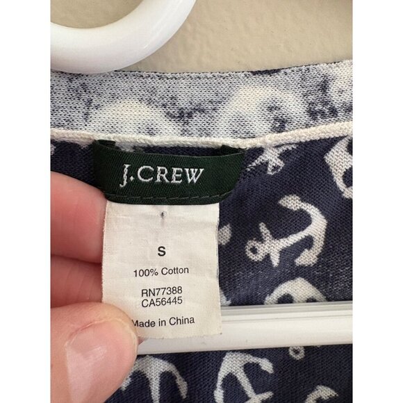 J. Crew Lightweight Gauzy Summer Cardigan Navy and White Anchor Print Size Small - Picture 8 of 11